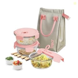 Treo by Milton Lumino Fresh Round Borosilicate Glass Lunch Box Set of 