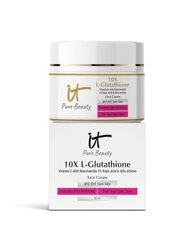 L - Glutathione Serum Cream with Vitamin C, Niacinamide, and Alpha Arbutin,Kojic Acid Helps in Dark Spot, Tan Glowing Skin Non-Greasy & Lightweight Face Cream for Men & Women 50ml