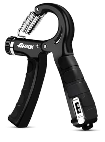 FitBox Sports Adjustable Hand Grip (5kg - 60kg) Strengthener with Counter for Men & Women for Gym Workout Hand Exercise Equipment to Use in Home for Forearm Exercise (Black) Stainless Steel Spring