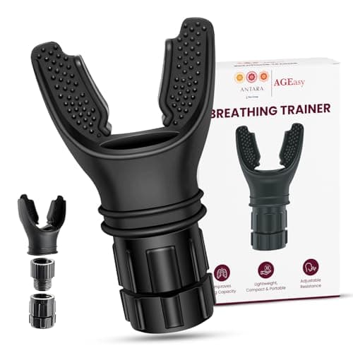 AGEasy Breathing Trainer | Resistance Adjustable, Portable & Durable Grip | Respiratory Muscle Trainer, Sports Breathing Fitness Equipment for Men & Women | Improves Strength & Endurance