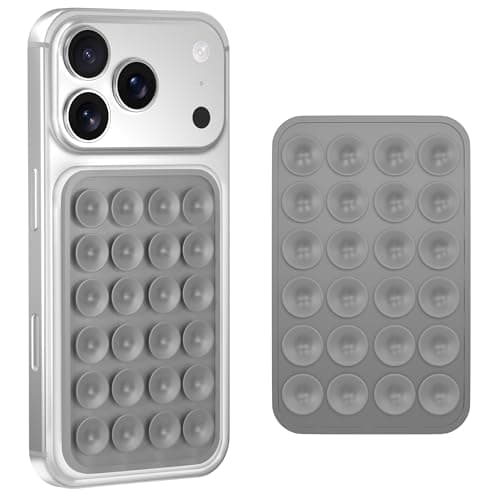 Sounce Suction Phone Case, Phone Suction Sticker, for Hands-Free Mobile Accessory Holder Grip, Video Phone Accessory Compatible Mirror, Shower (Light Grey)