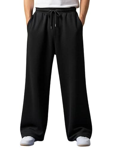 Imsa Moda Men’s Polycotton Loose Fit Track Pants | Comfortable Joggers with Elastic Waistband & Side Pockets | Casual & Gym Wear Lower for Men Black