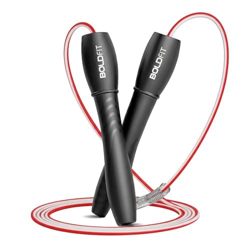 Boldfit Skipping Rope for Men and Women Jumping Rope With Adjustable Height Speed Skipping Rope for Exercise, Gym, Sports Fitness Adjustable Jump Rope Black-Red