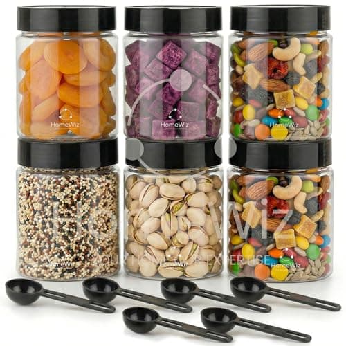 HomeWiz Airtight Kitchen Storage Box 250ml Pack of 6 | Food Grade BPA-Free Kitchen Jars | Storage & Containers Set | Masala Container Set | Unbreakable Plastic Container Set | For Spices & Pulses