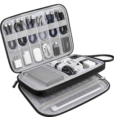 SaleOn 9x6 Inch 2 Layer Travel Organizer Pouch for Gadgets Cables Chargers Power Bank Cable Organiser Tech Bag Laptop Accessories Travel Pouch for Men (Black)