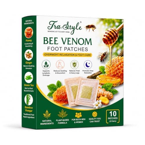 Bee Venom Detox Foot Patches Overnight Herbal Foot Pads, Herbal Foot Care Patches for Relaxation & Sleep Support (Pack of 10)