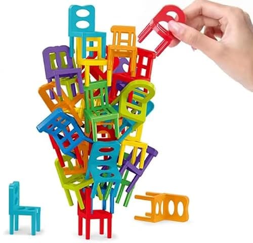 Goyal's Chair Tower Game 36 Pcs (Multicolour) - Stack Tower Blocks, Swing Stack Balance Building Block Interactive STEM Toy for Ages 3+